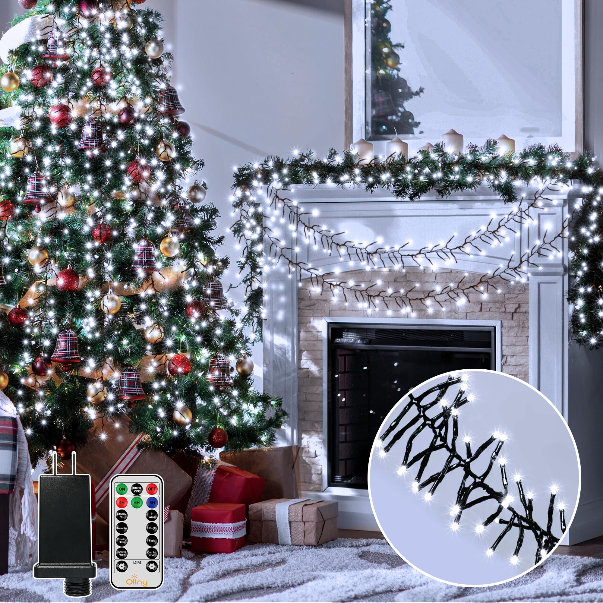Amazon.com: Ollny Cluster Lights Christmas 1000LED 49FT, Cool